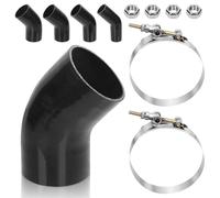 Glarks 7pcs 45 Degree Elbow Coupler Silicone Hose Set Includes 1pcs ID 4in 4-Ply High Performance Coupler Silicone Hose 2pcs 4.2-4.5in T-Bolt Clamp 4pcs M6 Hex Nut