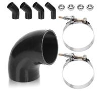Glarks 7pcs 90 Degree Elbow Coupler Silicone Hose Set Includes 1pcs ID 3in 4-Ply High Performance Coupler Silicone Hose 2pcs 3.3-3.7in T-Bolt Clamp 4pcs M6 Hex Nut