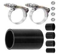 Glarks 7pcs Straight Coupler Silicone Hose Set Includes 1pcs ID 2in 4-Ply High Performance Coupler Silicone Hose 2pcs 2.2-2.5in T-Bolt Clamp 4pcs M6 Hex Nut