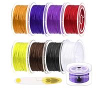Glarks 8 Rolls 0.8MM Elastic Bracelet String Cord Set, 8 Colors Flat Stretchy Bracelet String Stretch Bead Cord with 1pcs Scissors for Bracelets Necklace Jewelry Making and Beading