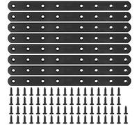Glarks 8 Set of 250 mm Straight Flat Corner Brackets, Black Metal Connecting Plate with 70 Screws for Wooden Furniture (250 x 20 x 3 mm)