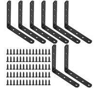 Glarks 8 Sets Black L Bracket Right Angle Corner Brace Joint Fastener for Wood Chair Bookshelf Board Window Furniture Cabinet (125x125x3mm)