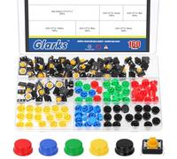 Glarks 80 Sets 12 x 12 x 3mm Tactile Push Button Switch with Button Caps Kit, 4 Pin Momentary Tact Switches, Tactile Pressure Switch for Electronics, PCB Prototyping, DIY Projects