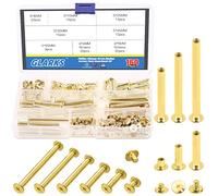 Glarks 80 Sets Chicago Screws Assortment, M5 x 6/15/25/35/45/55 Brass Plated Screw Posts Bookbinding Posts Binding Screw Chicago Button Post Rivets Screw Belt Screws Leather Photo Albums Screw