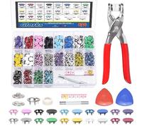 Glarks 807 Pc Snap Buttons & Fasteners Kit - 9.5mm, 10 Colors, Solid & Hollow Metal, Snap Pliers, Tape Measure & Tailor's Chalk for Sewing & Crafting