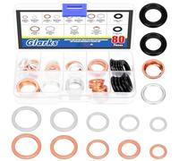 Glarks 80pcs 11 Sizes Automotive Oil Drain Plug Gasket Kit M10 M11 M12 M14 M16 M18 Aluminum Copper Rubber Oil Crush Washer Seal Oil Drain Plug Crush Washer Compatible with Jeep GM Ford Toyota