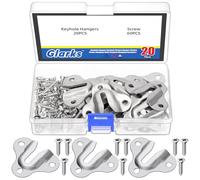 Glarks 80pcs Butterfly Keyhole Hangers, Silver Keyhole Shelf Hanger with Screw, Keyhole Shelf Brackets Hangers, Single Keyhole Hanging Plate for Wall Mounting Coat Rack, Wooden Board, Mug