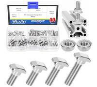 Glarks 80pcs M5 T Slot Drop-in Bolt with Hexagon Flange Nut Set, 10/12/16/20MM Hammer Head T-Bolt, T Shape Stud Sliding Screw, T Screw Stud for European Standard 20 Series Aluminum Profile