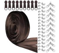 Glarks 81pcs Deep coffee color #5 Nylon Coil Zipper Tape Includes 1pcs 10Yards Sewing Zipper Roll with 10pcs Metal Zipper Sliders 10pcs Double Zipper Sliders 40pcs Top Stops 20pcs Bottom Stops