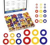 Glarks 840pcs M2/M2.5/M3/M5/M6/M8/M10/M12 Nylon Flat Washers Kit, Red Yellow Blue Nylon Thick Plain Washer, Plastic Sheet Gasket Fastener, Sealing Spacer for Household, Commercial, Screws, Bolts