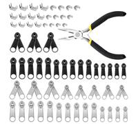 Glarks 85pcs #3#5#8 Zipper Repair Kits Includes 39pcs Metal Zipper 30pcs U Shape Top Stops 15pcs Bottom Stoppers with 1pcs Sharp-Nosed Pliers, Zipper Sliders Zipper Pull Replacement Zip Fixer Part