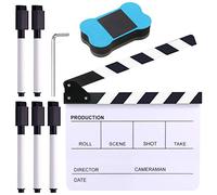 Glarks 8Pcs 10 x 12 inch Acrylic Film Directors Clapboard Set Hollywood Clapper Board Cut Action Scene Clapper Board with Eraser and Hex Wrench for Film Production and Film Theme Party