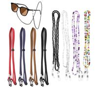 GLARKS 8pcs Adjustable Leather Eyeglass Strap and Plastic Bead Eyeglass Strap Set Multi-Color Eyewear Retainer Premium Glasses Holder Chains for Women Men and Kids As Glasses Chains