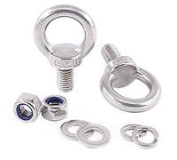 Glarks 8Pcs M14 Heavy Duty Screw Bolt, 304 Stainless Steel Male Thread Machinery Shoulder Lifting Ring Eye Bolt with Lock Nuts/Lock Washers/Flat Washers Set