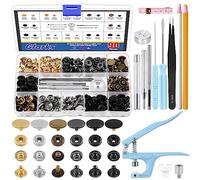 Glarks 90 Sets Leather Snap Fasteners Kit with Snap Pliers, 12.5mm 6 Colors Snap Buttons Press Studs with 8Pcs Snap Pliers Setting Tools and Grease Pencils Tweezers Tape Measure for DIY Leather Craft