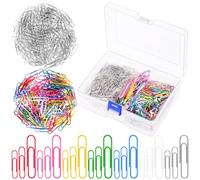 Glarks 900Pcs Paper Clips Set, 1.1In 1.3In 2In Silver Paperclips and Mixed Colors Coated Paper Clips, Large Paper Clips with a Storage Box for Paperwork Office School and Personal Use