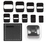 Glarks 9pcs 9 Sizes Leather Square Cutter Set, Leather Hole Cutter Tool, Leathers Cutting Dies Kit with Mat, Carbon Steel One Hole Leathers Cutting Tools for DIY Leather Craft