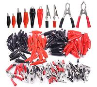 Glarks Alligator Clips, Crocodile Clips, Electrical Test Clamps and 5 A, 15 A, 30 A, 108 pieces, 35/45/53 mm, Red and Black