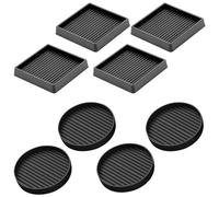 Glarks Black 8Pcs 3 x 3in Round and Square Shape Non Slip Furniture Pads Rubber Anti Skid Caster Cups, Leg Coasters Couch, Chair, Feet, and Bed Stoppers Anti-Sliding Floor Protectors for Furniture