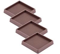 Glarks Brown 4Pcs 4 x 4in Square Shape Non Slip Furniture Pads Rubber Anti Skid Caster Cups, Leg Coasters Couch, Chair, Feet, and Bed Stoppers Anti-Sliding Floor Protectors for Furniture