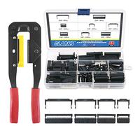 Glarks Professional IDC Crimp Tool with 48Pcs 2.54mm Pitch Dual Rows IDC Sockets 10 16 20 26 Pin Female Header Rectangular Connector Adapter