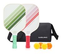 Glarollirace Pickleball Paddle Set of 2 Fiberglass Rackets, USAPA Approved, Fiberglass Surface & PP Honeycomb Core, Breathable Handle, 4 Indoor & Outdoor Balls, 1 Pickleball Bag