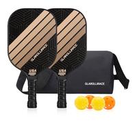 Glarollirace Pickleball Paddle Set of 2 Fiberglass Rackets, USAPA Approved, Fiberglass Surface & PP Honeycomb Core, Breathable Handle, 4 Indoor & Outdoor Balls, 1 Pickleball Bag