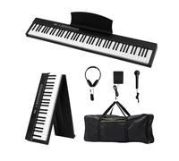 Glarry 88 Key Folding Digital Piano Full Size Electric Keyboard with Semi-Weighted Keys, Portable Keyboard Piano Set With Sustain Pedal, Headphones, MIDI Bluetooth, Black