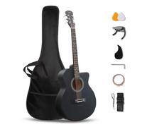 Glarry Full Size 4/4 Cutaway Acoustic Guitar Kit for Beginners, Matte Black