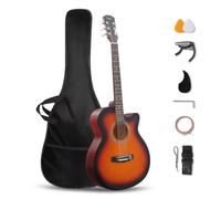 Glarry Full Size 4/4 Cutaway Acoustic Guitar Kit for Beginners, Sunburst