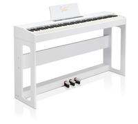 Glarry GDP-104 Digital Piano with Stand, Pedals & Bluetooth - 88 Keys, Full Weighted, Ideal for All Levels (White)