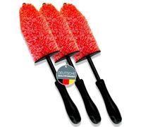 Glart 44FB3 Set of 3 Car Rim Brushes - for Alloy, Steel Rims, Spokes - Chemical-free Cleaning - Vehicle Care, Auto Care, Rim Cleaning before Tire Shine or Sealing, without Microfiber Cloth