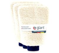 Glart 44WH Set of 3 Premium microfibre wash mitts for car maintenance car washing, car cleaning, window cleaner, exterior and interior, Beige, 27 x 17 centimeters