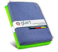 Glart Car Drying Cloth Waffle Cloth - Set of 2 - Premium Microfiber Car Cloths Extra Absorbent - 70x40cm - Scratch-Free Drying Before Car Polish & After Rim Brush - Microfiber Drying Cloth - Green