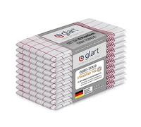 Glart 48KR2 10-piece set of dish towels kitchen towels dish cloths kitchen cloths, 50x70 cm, 100% cotton OEKO-TEX, red checked, pre-washed