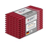 Glart 48RI2 10-piece set of dish towels kitchen towels, 50x70 cm, 100% cotton OEKO-TEX Standard 100, red, pre-washed, towels for kitchen and dishwashing