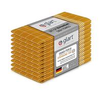 Glart 48YI2 10-piece set of dish towels kitchen towels, 50x70 cm, 100% cotton OEKO-TEX Standard 100, yellow, pre-washed, towels for kitchen and dishwashing
