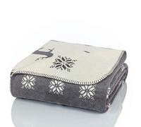Glart Cuddly Blanket Reindeer Grey/Beige XL 150 x 200 cm, Soft & Warm Wool Blanket as Sofa Blanket, Couch & Bedspread, Plush Throw, Sleeveless, Ideal for Sofa and Children's Room