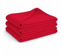Glart G3R Oeko Tex Fleece Blankets 3pc Set - 130x160 cm, 100% Polyester, 200 g/m² - Red, versatile as throw, snuggle, sofa, guest or picnic blanket.
