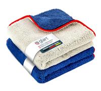 Glart 472PP set of 2 microfibre cloths, for paint polish, panes, cockpit, polishing & drying for car, motorcycle, microfibre polishing cloth varnish, 40x40 cm, Navy/Silver