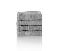 Glart Premium Set of Terry Hand Towels, Range of Terry Towels in 6 Colours and 5 Sizes, Colour: Platinum Grey, 4X Guest Towels 30 X 50 cm