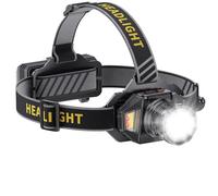 Glarylight Led Head Torch Rechargeable, Super Bright headtorch with 12 Modes & 12 Hrs+ Runtime & Motion Sensor & Zoomable & IPX7 Waterproof, 90° Adjustable Headlight for Running, Camping, Fishing