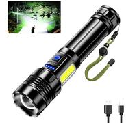 Glarylight LED Rechargeable Torch 600000 Lux, 9 Modes Torches Super Bright, XHP90.2 with COB Side Light, Reverse Charging, Zoomable, IPX7 Waterproof, Powerful Flashlight for Emergency,Camping