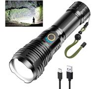 Glarylight Rechargeable Torch, 600000 Lux Torches Led Super Bright, XHP70.2 Powerful Torch with Zoomable, 5 Modes Zoomable IPX7 Waterproof Bright Torches for Camping Emergency