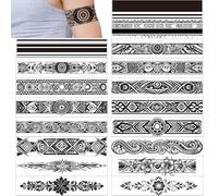 GLARYYEARS 18-Pack Armband Temporary Tattoos Realistic Tribal Waterproof