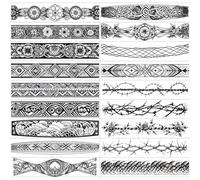 GLARYYEARS 18-Pack Tribal Armband Temporary Tattoos for Men & Women