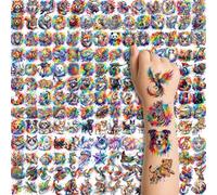 GLARYYEARS 180 PCS Pre-Cut Watercolor Animal Temporary Tattoos for Kids