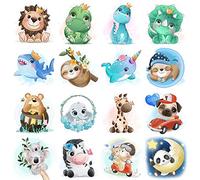 glaryyears 30 Sheets Watercolor Animals Temporary Tattoo Stickers for Kids, Cute Lion Tiger Dinosaur for Girls Boys Children，Waterproof Fake Tattoos on Face Hand Arm Party Favor Body Art