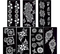 glaryyears 7 Sheets Flower Pendant Henna Tattoo Stencil Temporary Hollow DIY Drawing Body Makeup
