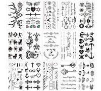 Glaryyears Fake Tiny Temporary Tattoo, 20 Pack Black Sketch Ink Line Small Tattoos Stickers, Various Styles for Fun Party Supplies Vacation on Body Face Hand Wrist